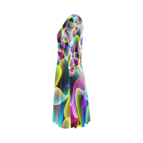 glowing swirls Elbow Sleeve Ice Skater Dress (D20)