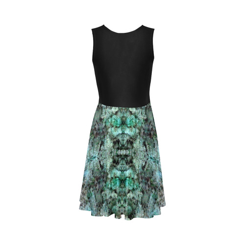 Green Black Gothic Pattern Sleeveless Ice Skater Dress (D19)