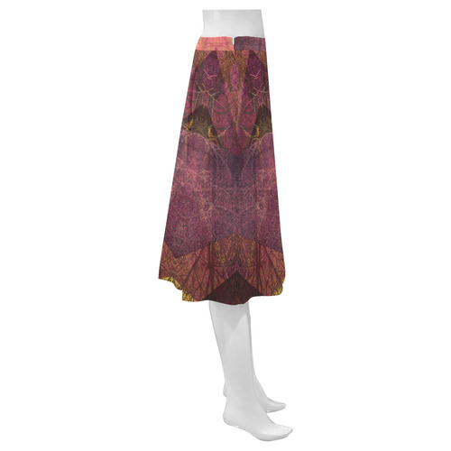 Maroon Pink PATTERN GARDEN NO5L_ Mnemosyne Women's Crepe Skirt (Model D16)