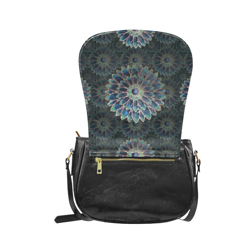 Blue mosaic flower Classic Saddle Bag/Large (Model 1648)