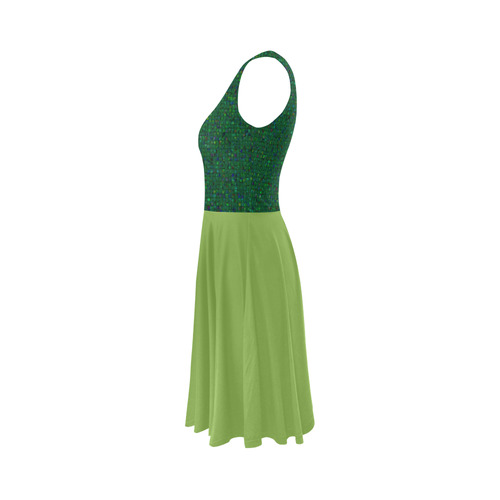 Antique Texture Greenery Sleeveless Ice Skater Dress (D19)