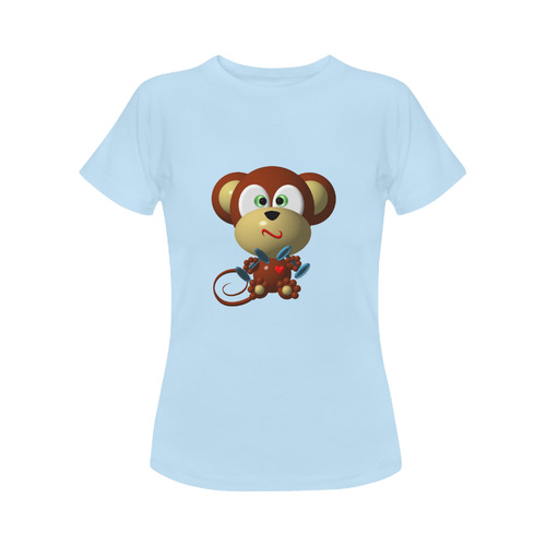 Cute Critters With Heart: Mighty Muscular Monkey Women's Classic T-Shirt (Model T17）