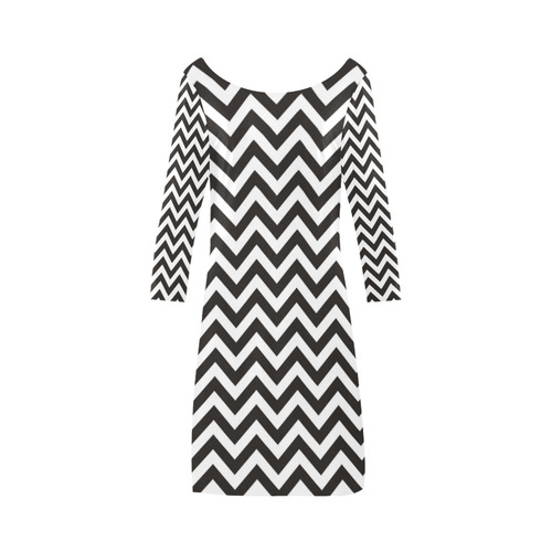 HIPSTER zigzag chevron pattern black & white Bateau A-Line Skirt (D21)