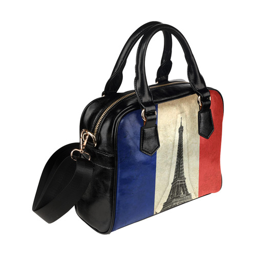 Vintage Flag of France French Country with Eiffel Tower Shoulder Handbag (Model 1634)