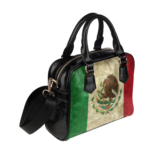 Grunge Mexican Flag Shoulder Handbag (Model 1634)