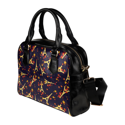 Paris Autumn Fall Foliage and Eiffel Tower Pattern Shoulder Handbag (Model 1634)