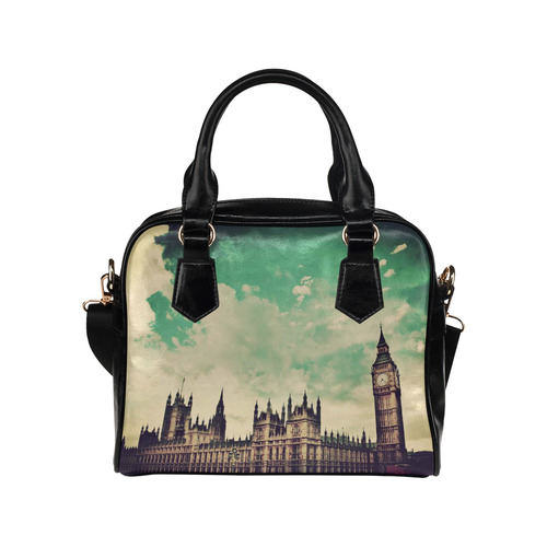 Vintage Retro Style  London, the UK. Big Ben, the Palace of Westminster Shoulder Handbag (Model 1634)