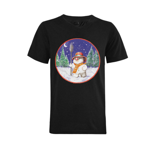 Snowman Men's V-Neck T-shirt  Big Size(USA Size) (Model T10)