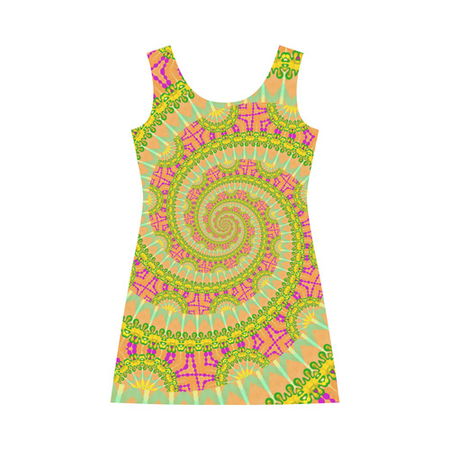 FLOWER POWER SPIRAL SUNNY orange green yellow Bateau A-Line Skirt (D21)