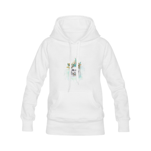 Sugar Skull Girl Mint Gold Women's Classic Hoodies (Model H07)