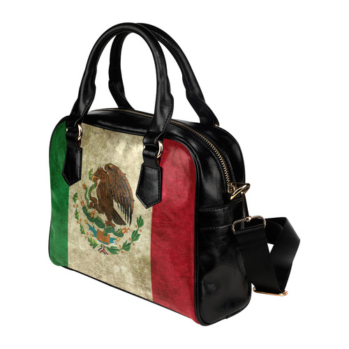 Grunge Mexican Flag Shoulder Handbag (Model 1634)