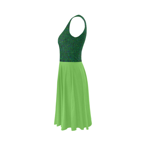 Antique Texture Green Flash Sleeveless Ice Skater Dress (D19)