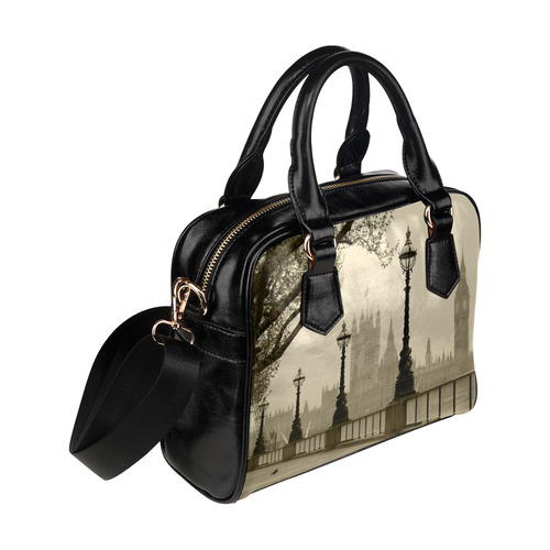 Big Ben & Houses of Parliament, London in Fog Shoulder Handbag (Model 1634)