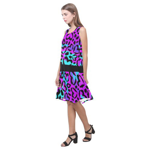 Purple Love Camo Sleeveless Splicing Shift Dress(Model D17)