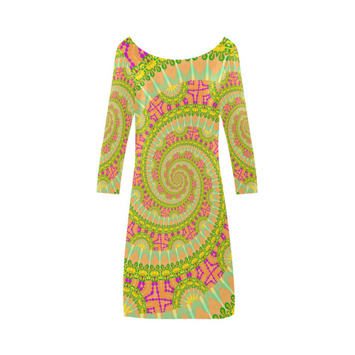 FLOWER POWER SPIRAL SUNNY orange green yellow Bateau A-Line Skirt (D21)