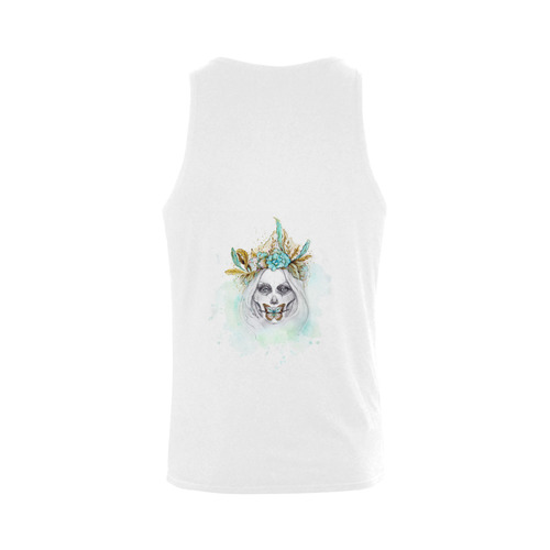 Sugar Skull Girl Mint Gold Plus-size Men's Shoulder-Free Tank Top (Model T33)