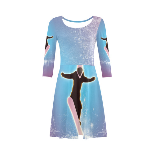 Snowboarding, snowflakes and ice 3/4 Sleeve Sundress (D23)