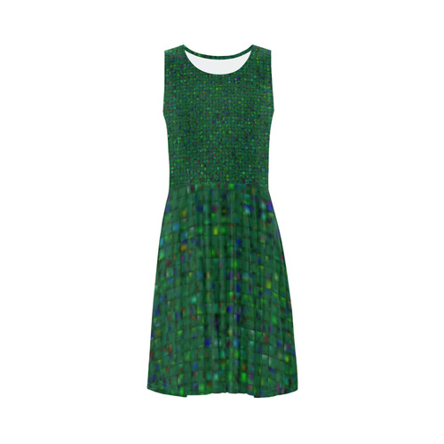 Antique Texture Green Sleeveless Ice Skater Dress (D19)