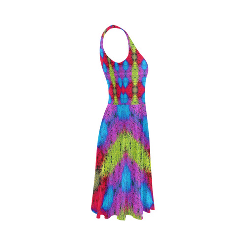 Colorful Painting Goa Pattern Sleeveless Ice Skater Dress (D19)