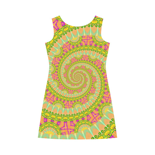 FLOWER POWER SPIRAL SUNNY orange green yellow Bateau A-Line Skirt (D21)