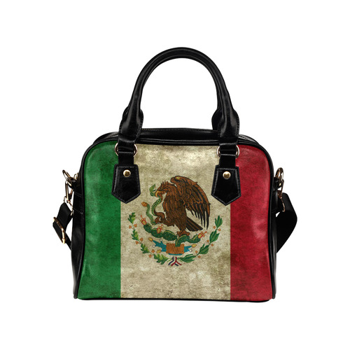 Grunge Mexican Flag Shoulder Handbag (Model 1634)