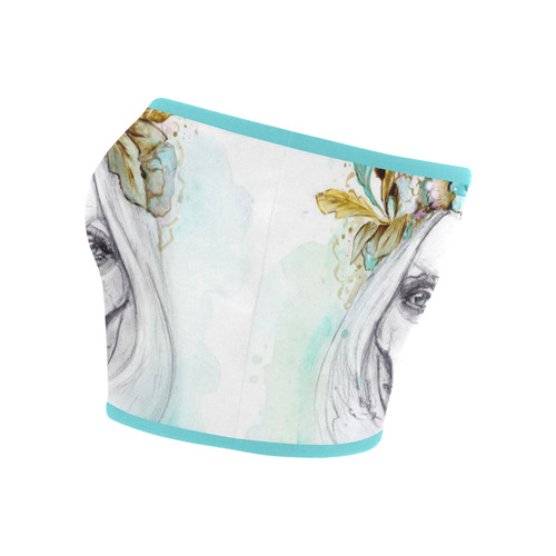 Sugar Skull Girl Mint Gold Bandeau Top