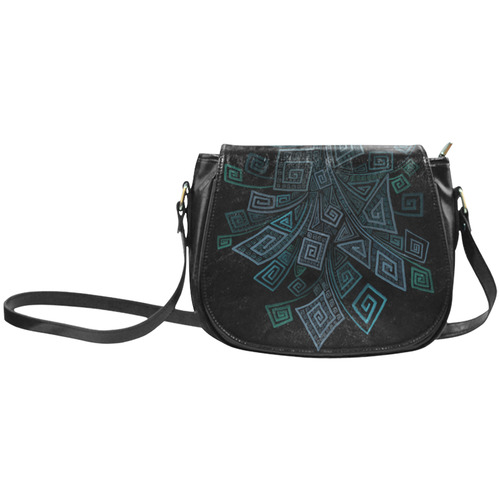 3D Psychedelic Abstract Square Spirals Classic Saddle Bag/Small (Model 1648)