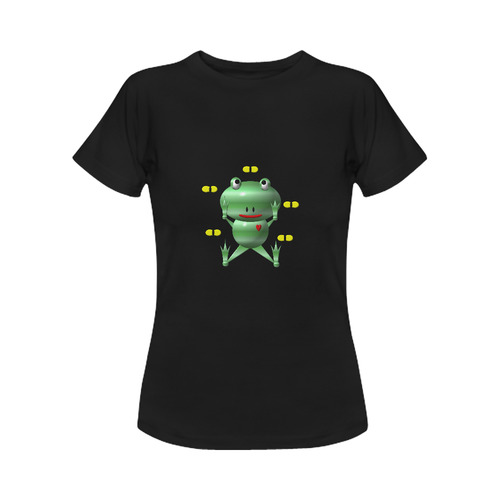 Cute Critters With Heart: Frog & Flies Women's Classic T-Shirt (Model T17）