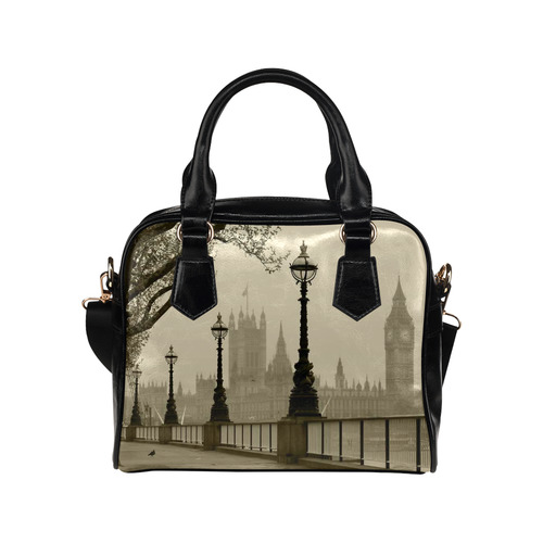 Big Ben & Houses of Parliament, London in Fog Shoulder Handbag (Model 1634)