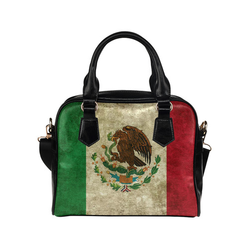 Grunge Mexican Flag Shoulder Handbag (Model 1634)