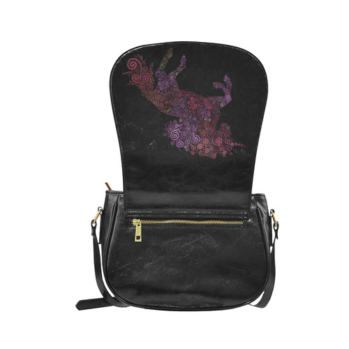 3d Floral Psychedelic Unicorn Classic Saddle Bag/Large (Model 1648)