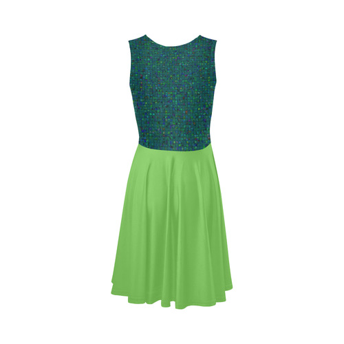 Antique Texture Teal Green Flash Sleeveless Ice Skater Dress (D19)