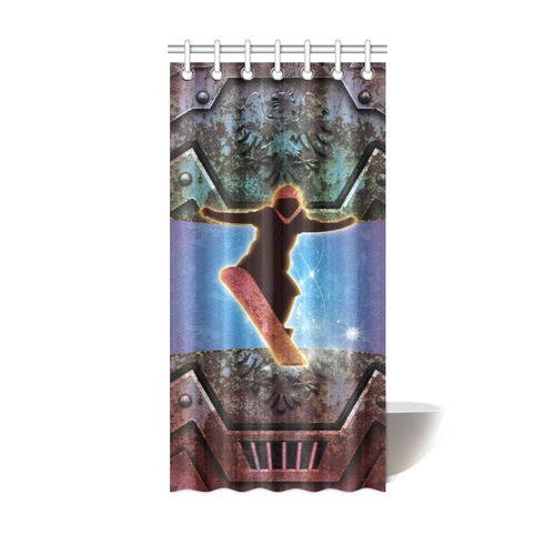 Snowboarding on steampunk background Shower Curtain 36"x72"