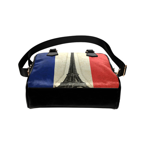 Vintage Flag of France French Country with Eiffel Tower Shoulder Handbag (Model 1634)