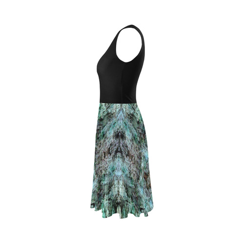 Green Black Gothic Pattern Sleeveless Ice Skater Dress (D19)