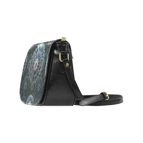 Blue mosaic flower Classic Saddle Bag/Large (Model 1648)