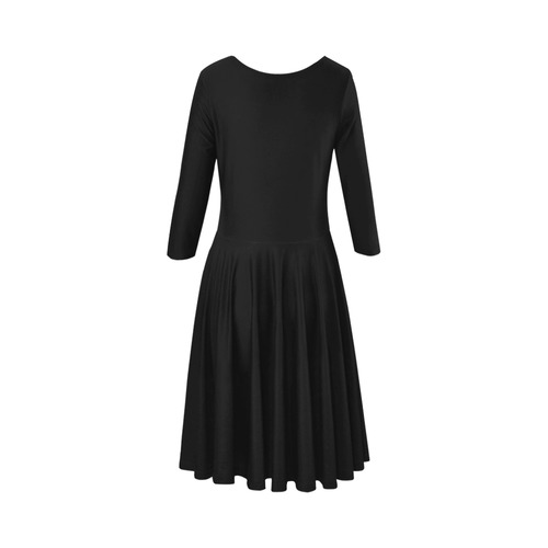 New designers Dress with hand-drawn Homes / Winter edition BLACK Elbow Sleeve Ice Skater Dress (D20)