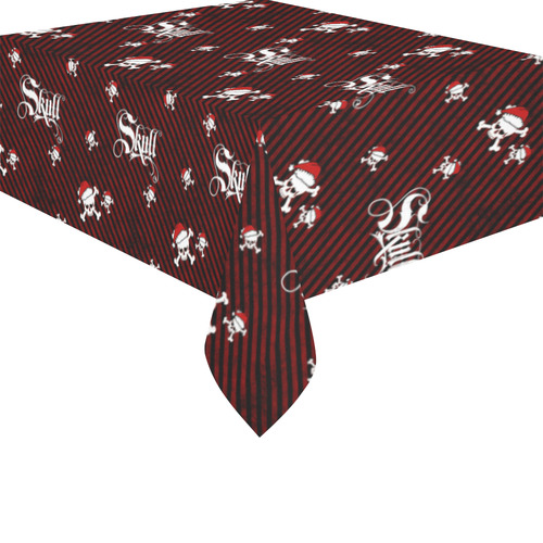 A funny gothic christmas skull with a santa hat Cotton Linen Tablecloth 52"x 70"