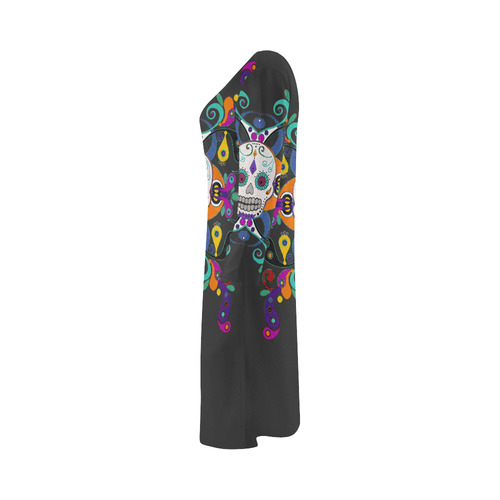 Día De Los Muertos Skull Ornaments Bateau A-Line Skirt (D21)