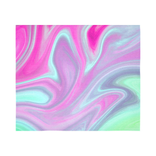 Pink Aqua Green Modern Abstract Art Cotton Linen Wall Tapestry 60"x 51"