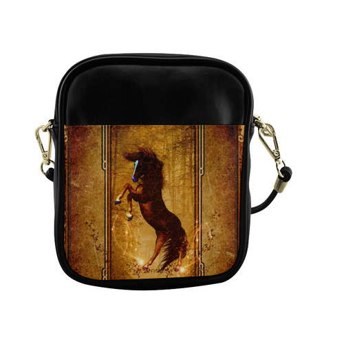 Awesome horse, vintage background Sling Bag (Model 1627)