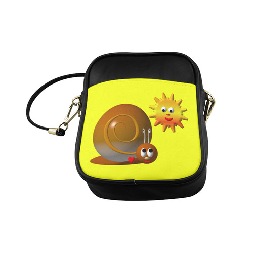 Cute Critters With Heart: Snail & Smiling Sun Sling Bag (Model 1627)