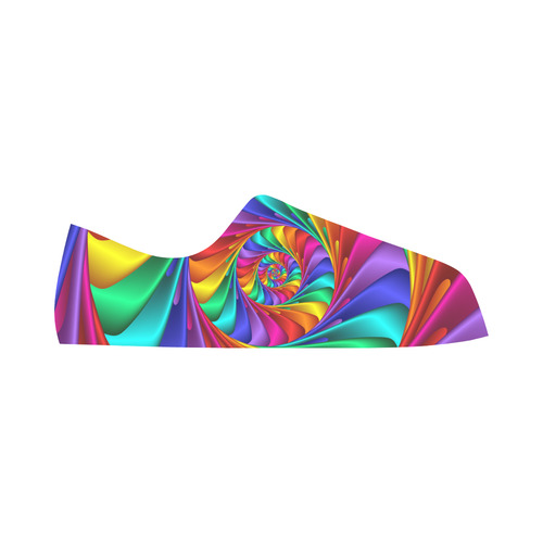 Psychedelic Rainbow Spiral Fractal Aquila Microfiber Leather Women's Shoes/Large Size (Model 031)