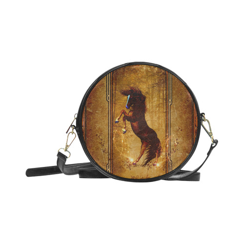 Awesome horse, vintage background Round Sling Bag (Model 1647)