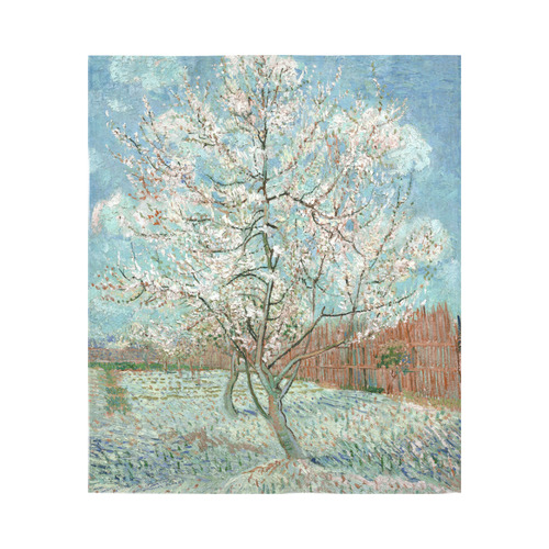 Van Gogh Pink Peach Tree Cotton Linen Wall Tapestry 51"x 60"
