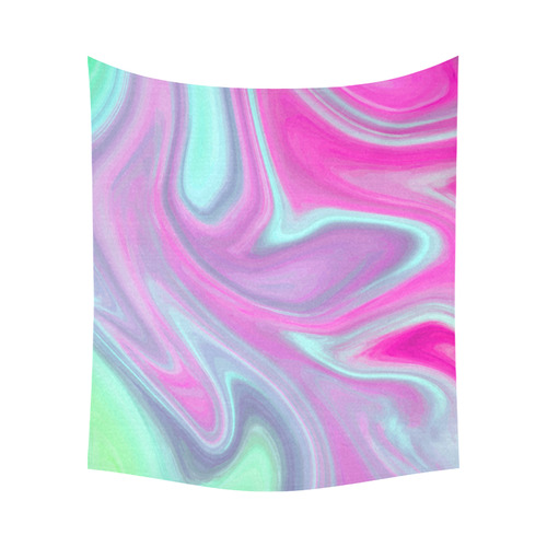 Pink Aqua Green Modern Abstract Art Cotton Linen Wall Tapestry 60"x 51"