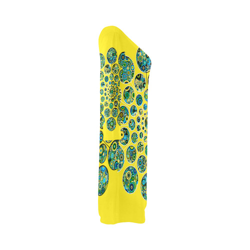 Flower Power CIRCLE Dots in Dots cyan yellow black Bateau A-Line Skirt (D21)