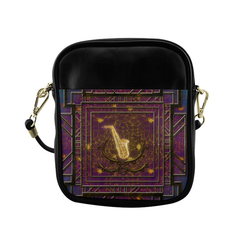 Music, golden saxophone Sling Bag (Model 1627)