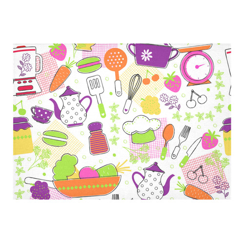Cute Modern Kitchen Food Flower Pattern Cotton Linen Tablecloth 60"x 84"
