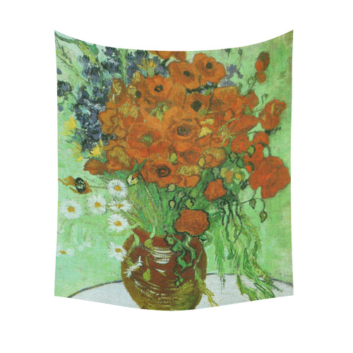 Van Gogh Red Poppies and Daisies Cotton Linen Wall Tapestry 51"x 60"